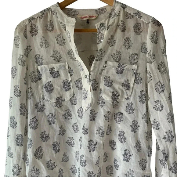 Rebecca Taylor Long Sleeve 3/4 Button Up Blouse - Picture 2 of 15